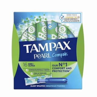 Tampax Pearl Compak Super Ταμπόν με Απλικατέρ 16 τεμάχια