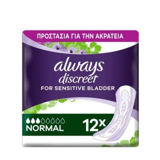 Always Discreet Σερβιέτες για την Ακράτεια Normal 12 τεμάχια