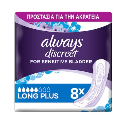 Always Discreet for Sensitive Bladder Σερβιέτες Ακράτειας Long Plus 8τμχ