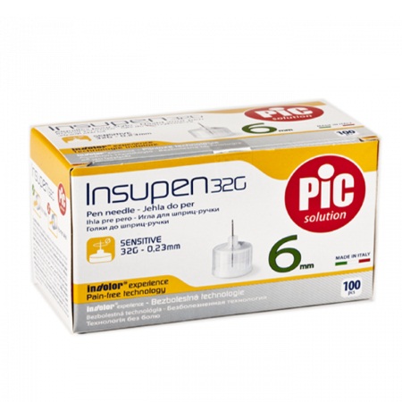 Pic Insupen 32G 6mm Thin Wall Pen Needles Βελόνες για Πένα Ινσουλίνης 100 τεμάχια