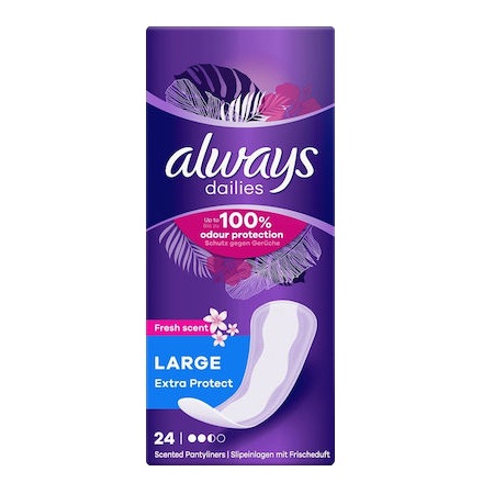 Always Dailies Extra Protect Large Fresh Scent Σερβιετάκια με Άρωμα 24 Τεμάχια
