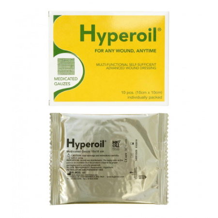 Rimos Hyperoil Medicated Wound Healing Gauzes Εμποτισμένες Γάζες Επούλωσης Πληγών 10x10cm