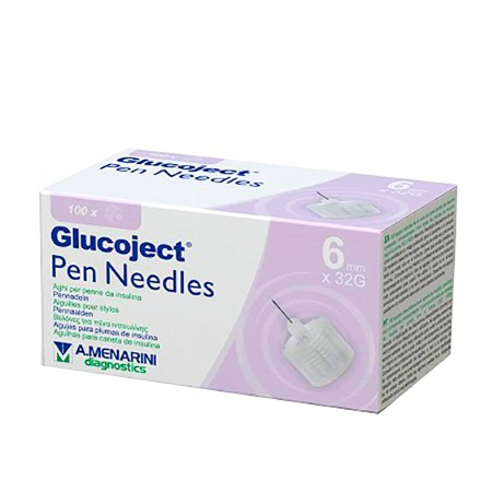 Menarini Glucoject Pen Needles 6mm Χ 32G 100 τεμάχια