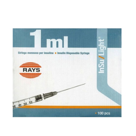 Rays Insu Light Σύριγγες με Βελόνα 27G Αποσπώμενη 1ml 100 τεμάχια
