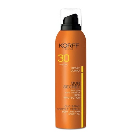 Korff Sun Secret Body & Hair Spray Oil Αντιηλιακό Λάδι Σώματος και Μαλλιών σε Μορφή Σπρέι SPF30 200ml