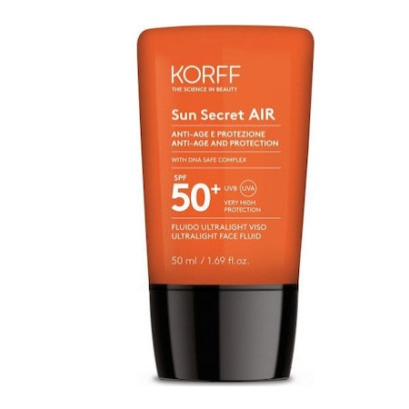 Korff Sun Secret Air Ultralight Face Fluid Αντηλιακή Λεπτόρρευστη Κρέμα Προσώπου με Αντιγηραντικές Ιδιότητες SPF 50+ 50ml