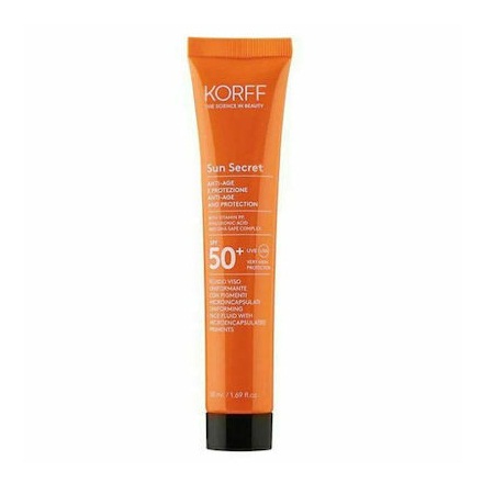 Korff Sun Secret Uniforming Face Fluid Ενυδατική Αντηλιακή Κρέμα Προσώπου Με Χρώμα 01 Light SPF50+ 50ml