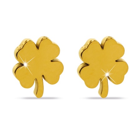 Medical Jewels Υποαλλεργικά Σκουλαρίκια Χρυσό Τριφύλλι 1 Ζευγάρι