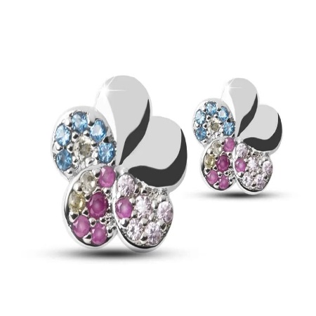 Medical Jewels Υποαλλεργικά Σκουλαρίκια Λουλούδι με Πολύχρωμους Κρυστάλλους 1 Ζευγάρι