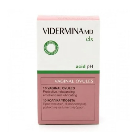 Vidermina CLX Vaginals Ovules Κολπικά Υπόθετα με Μαλακτική Καταπραϋντική και Εξισορροπιστική Δράση 10 τεμάχια