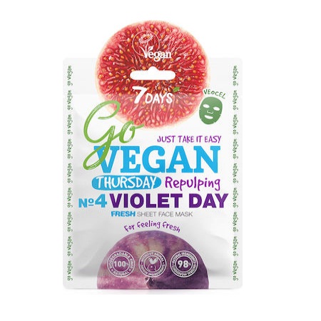 7Days Go Vegan Sheet Mask Violet Day Thursday Μάσκα Προσώπου για Αναζωογόνηση 25gr
