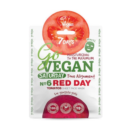 7Days Go Vegan Face Mask Red Day Saturday Μάσκα Ενυδάτωσης για Ελαστικότητα & Λάμψη 25gr