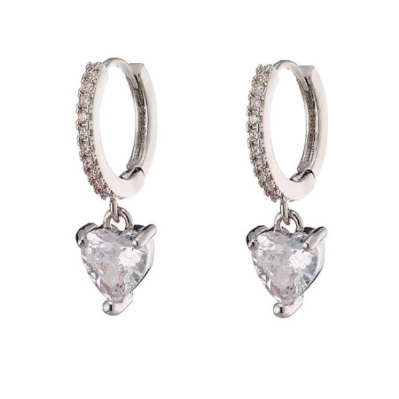 Medical Jewels Υποαλλεργικά Σκουλαρίκια Κρεμαστή Καρδιά Λευκό Ζιργκόν 1 Ζευγάρι