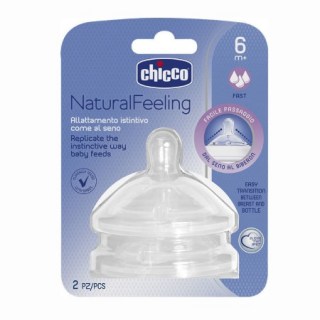 Chicco Θηλή Σιλικόνης Natural Feeling Γρήγορης Ροής από 6m+ 2τμχ
