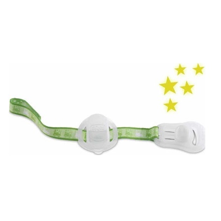 Chicco Pacifier Clip Κλιπ Πιπίλας με Κάλυμμα Θηλής που λάμπει στο Σκοτάδι Πράσινο Χρώμα 1τμχ