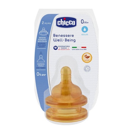 Chicco Θηλή Καουτσούκ Κανονική Ροή από 0+ μηνών 2τμχ