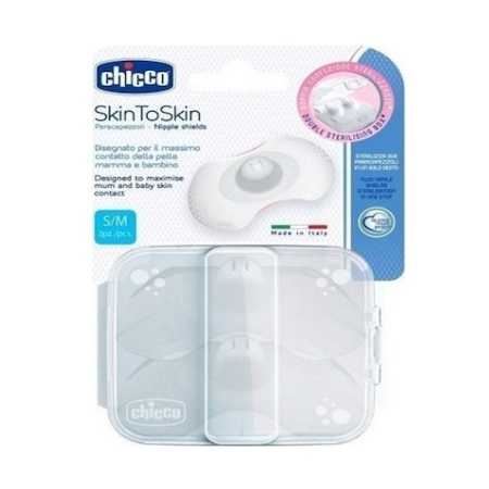 Chicco Skin to Skin Nipple Shields S/M Δίσκοι Στήθους Σιλικόνης S/M 2τμχ