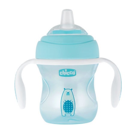 Chicco Transition Cup Ποτηράκι με Μαλακό Ρύγχος Σιλικόνης από 4+ μηνών Σιέλ 200ml