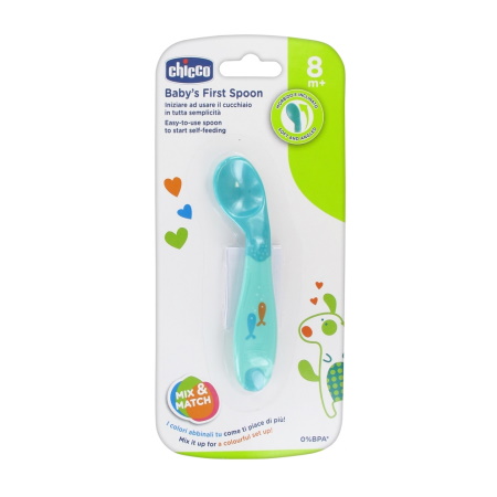 Chicco Babys First Spoon Κουτάλι Σιλικόνης για Αγόρι από 8+ μηνών 1 τεμάχιο