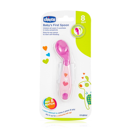 Chicco Babys First Spoon Κουτάλι Σιλικόνης για Κορίτσι από 8+ μηνών 1 τεμάχιο