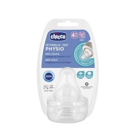 Chicco Physio Θηλή Σιλικόνης Γρήγορη Ροή από 4+ μηνών 2 τεμάχια