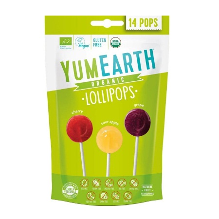 YumEarth Organic Sour Lollipops Βιολογικά Γλειφιτζούρια σε Υπέροχες Γεύσεις Μήλο, Κεράσι και Σταφύλι 14 Τεμάχια
