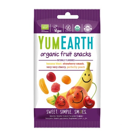 YumEarth Organic Fruit Snacks Βιολογικά Σνακ Φρούτων σε Υπέροχες Γεύσεις Μπανάνα, Φράουλα , Κεράσι και Βερίκοκο 50gr