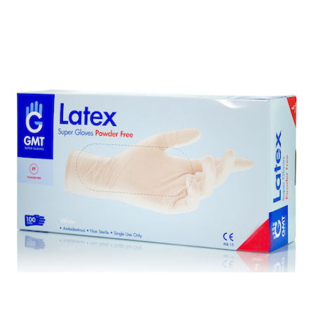 GMT Εξεταστικά Γάντια Μιας Χρήσης Latex Χωρίς Πούδρα Μέγεθος Medium Λευκά 100 τεμάχια