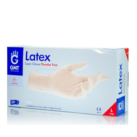 GMT Εξεταστικά Γάντια Μιας Χρήσης Latex Χωρίς Πούδρα Μέγεθος Large 100 τεμάχια