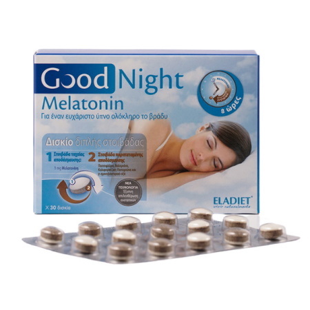 Eladiet Good Night Melatonin Συμπλήρωμα Διατροφής Για Την Αϋπνία 30 Ταμπλέτες