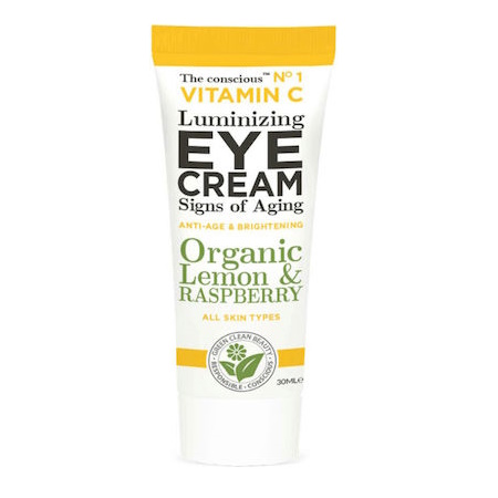 Biovene The Conscious Luminizing Organic Lemon & Raspberry Ενυδατική & Αντιγηραντική Κρέμα Ματιών κατά των Μαύρων Κύκλων με Βιταμίνη C & Aloe Vera 30ml
