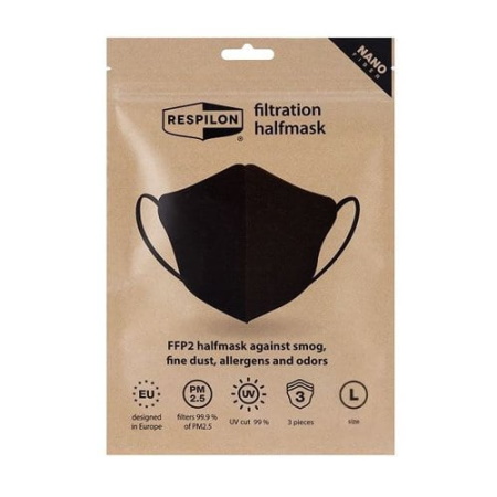 Respilon RespiPro Carbon Black FFP2/ KN95 Halfmask Μάσκα Προστασίας με Άνθρακα σε Μαύρο Χρώμα Large 3 τεμάχια