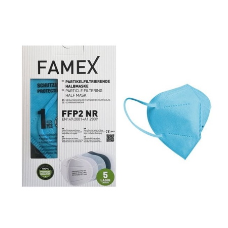 Famex Mask Μάσκες Υψηλής Προστασίας Σιέλ FFP2 NR 10 τεμάχια