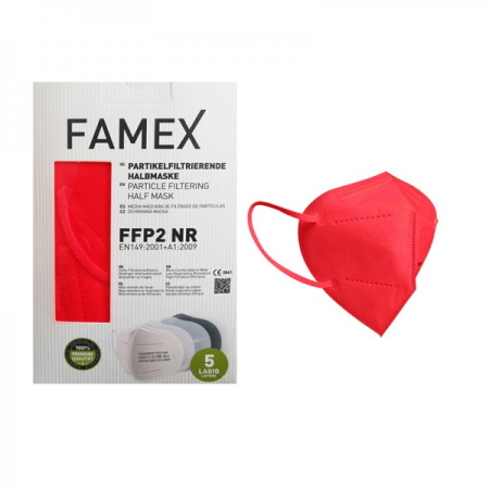 Famex Mask Μάσκες Υψηλής Προστασίας Κόκκινο FFP2 NR 10 τεμάχια