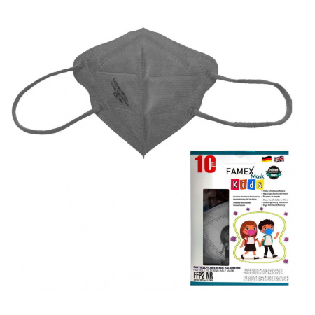 Famex Mask Kids Παιδικές Μάσκες Προστασίας Γκρι FFP2 NR 10 τεμάχια