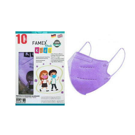 Famex Mask Kids Παιδικές Μάσκες Προστασίας Μωβ FFP2 NR 10 τεμάχια
