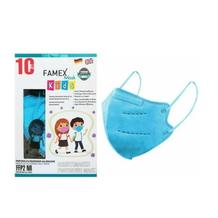 Famex Mask Kids Παιδικές Μάσκες Προστασίας μιας Χρήσης FFP2 NR Sky Blue 10 τεμάχια