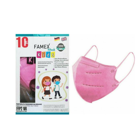 Famex Mask Kids Παιδικές Μάσκες Προστασίας Ροζ Ανοιχτό FFP2 NR 10 τεμάχια