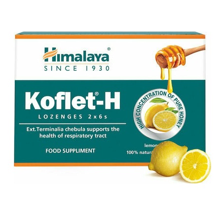 Himalaya Koflet-H Παστίλιες Για Τον Βήχα Και Για Τον Ερεθισμένο Λαιμό Με Γεύση Λεμόνι 12 Τεμάχια