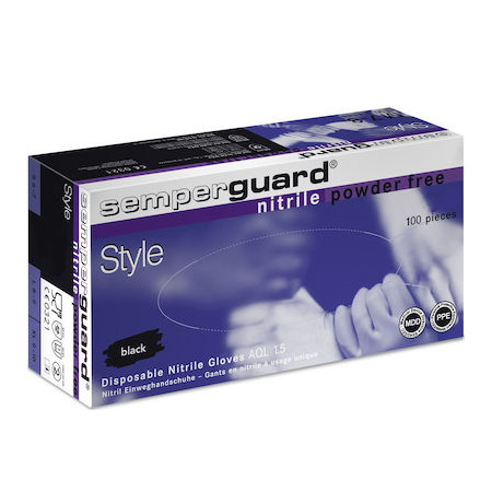 Semperguard Εξεταστικά Γάντια Μιας Χρήσης Nitrile Μαύρα Χωρίς Πούδρα Μέγεθος Extra Large 100 τεμάχια
