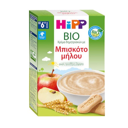 Hipp Bio Κρέμα Δημητριακών με Μπισκότο Μήλου Από τον 6ο Μήνα 250gr