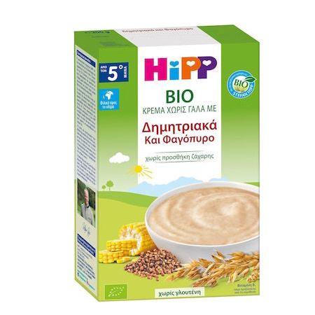 Hipp Bio Κρέμα Χωρίς Γάλα Με Δημητριακά Και Φαγόπυρο Από Τον 5ο Μήνα 200g