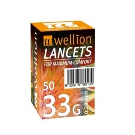 Wellion Lancets For Maximum Comfort 0,20mm 33G Αποστειρωμένοι Σκαρφιστήρες 50 Τεμάχια