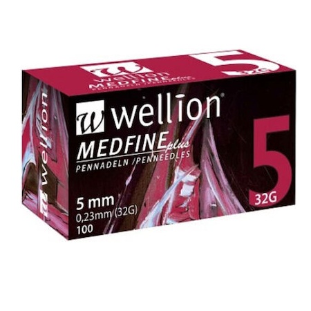 Wellion Medfine Plus Βελόνες Πένας Ινσουλίνης 32G x 5mm 100 Τεμάχια