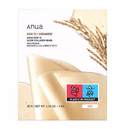 Anua Rice 70 Glow Collagen Mask Brightening Sheet mask with Collagen Μάσκα Προσώπου 38g