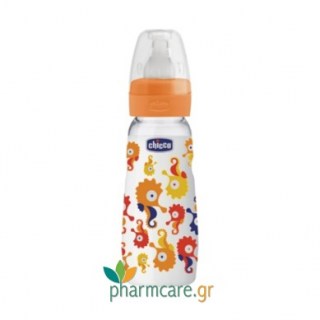 Chicco Μπιμπερό Γυάλινο Simply Glass με Θηλή Σιλικόνης από 0+ μηνών 240ml